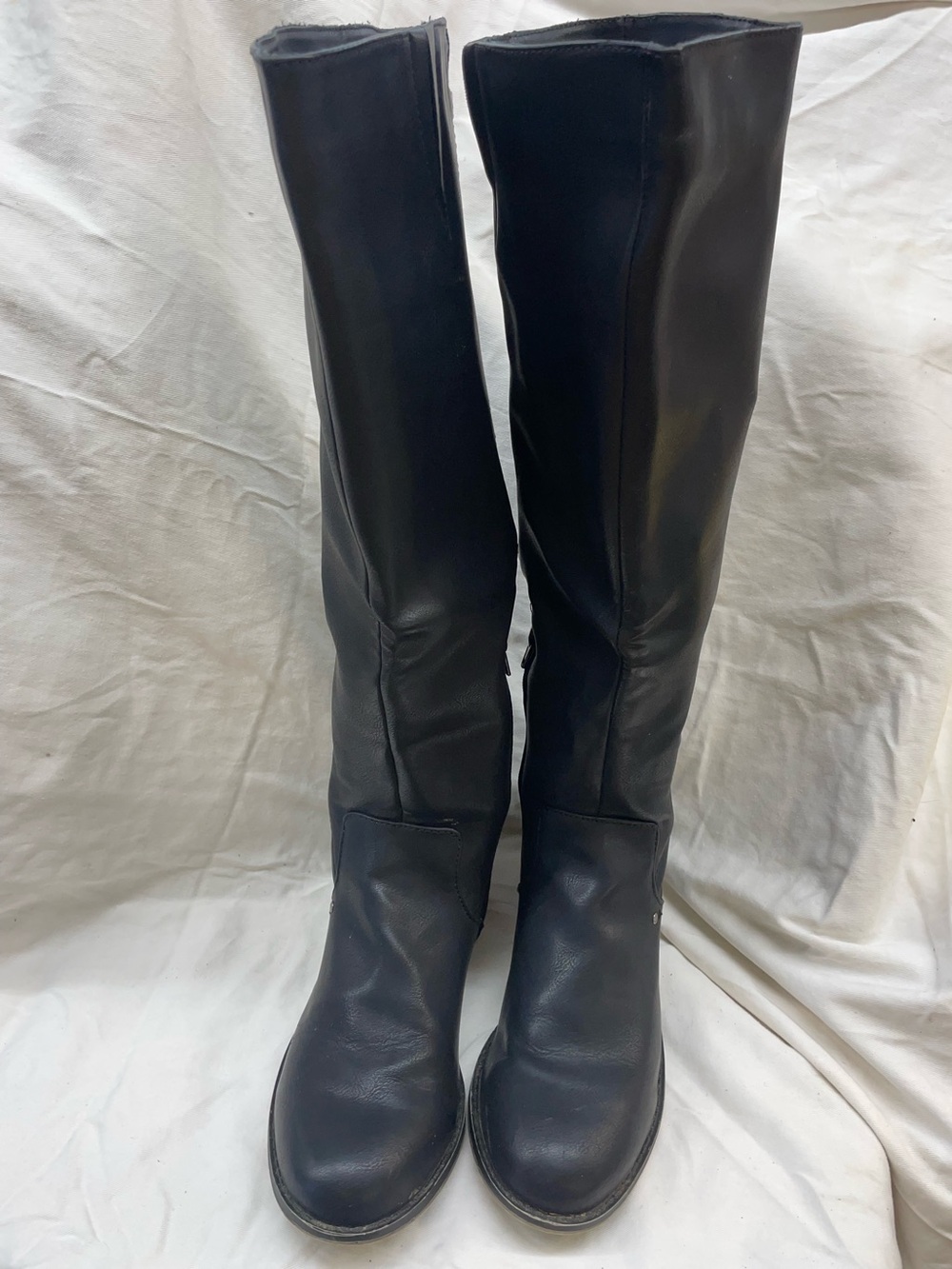 Black Knee-High Women's Boots - Classic faux Leather Sz 10